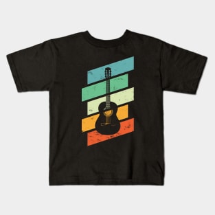 Vintage Style Classical Guitar Retro Colors Kids T-Shirt